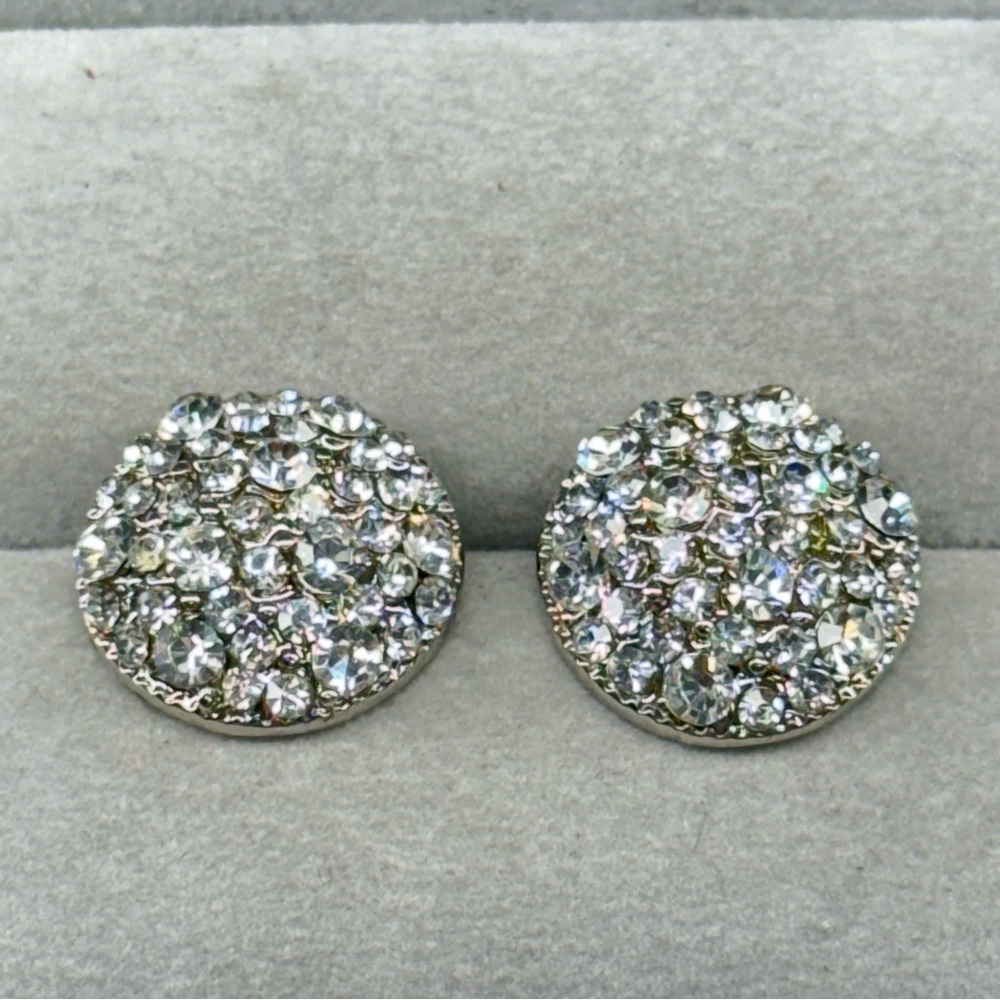 3/$20 Sparkling Silver Pavé Earrings with Round Design